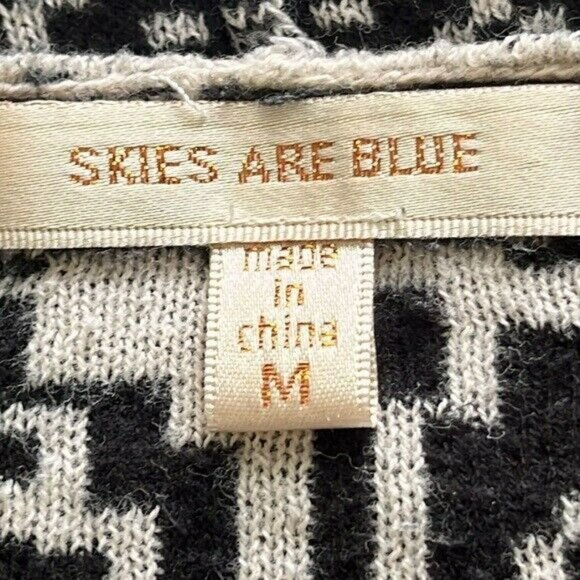 Skies Are Blue Waterfall Cardigan Sweater, Aztec Design, Cream & Black, Medium - Picture 5 of 8